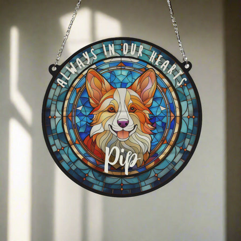 Corgi Memorial Stained Glass Effect Suncatcher